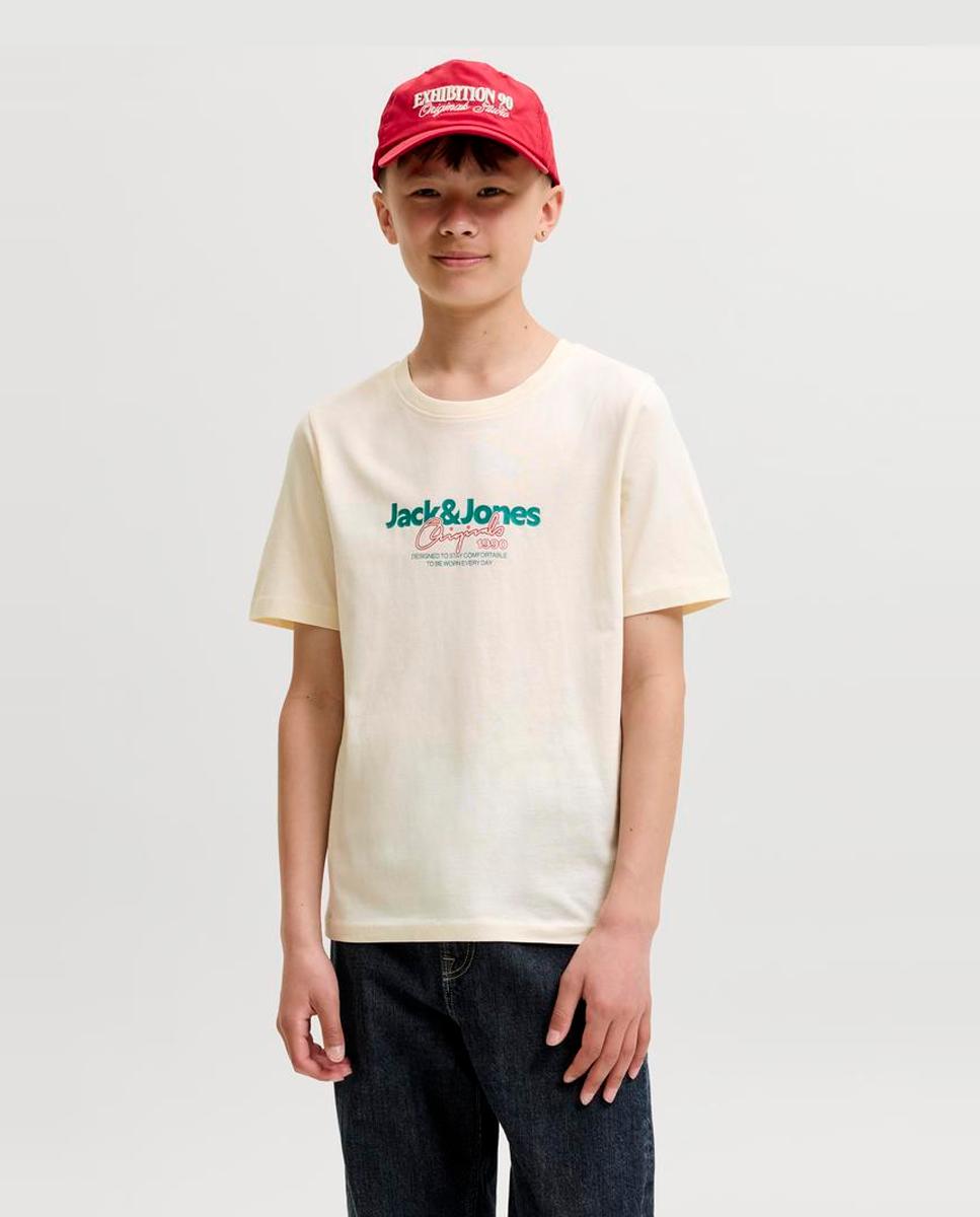Camiseta de niño manga corta con print frontal - Jack & Jones - Natural Natural-1