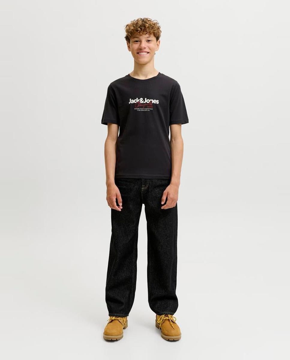 Camiseta de niño manga corta con print frontal - Jack & Jones - Negro Negro-2