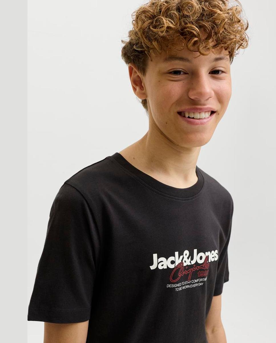 Camiseta de niño manga corta con print frontal - Jack & Jones - Negro Negro-4
