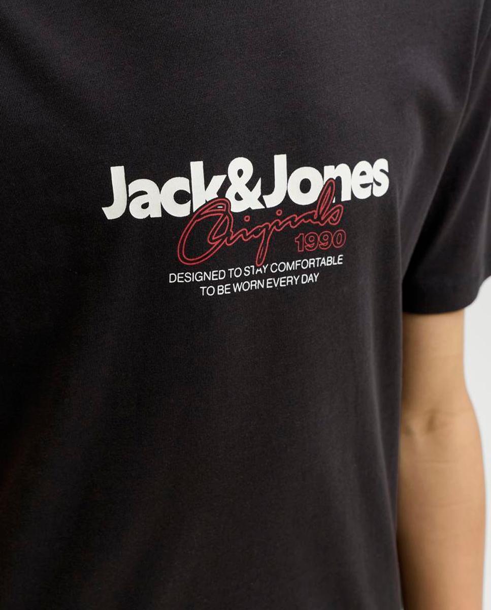 Camiseta de niño manga corta con print frontal - Jack & Jones - Negro Negro-6