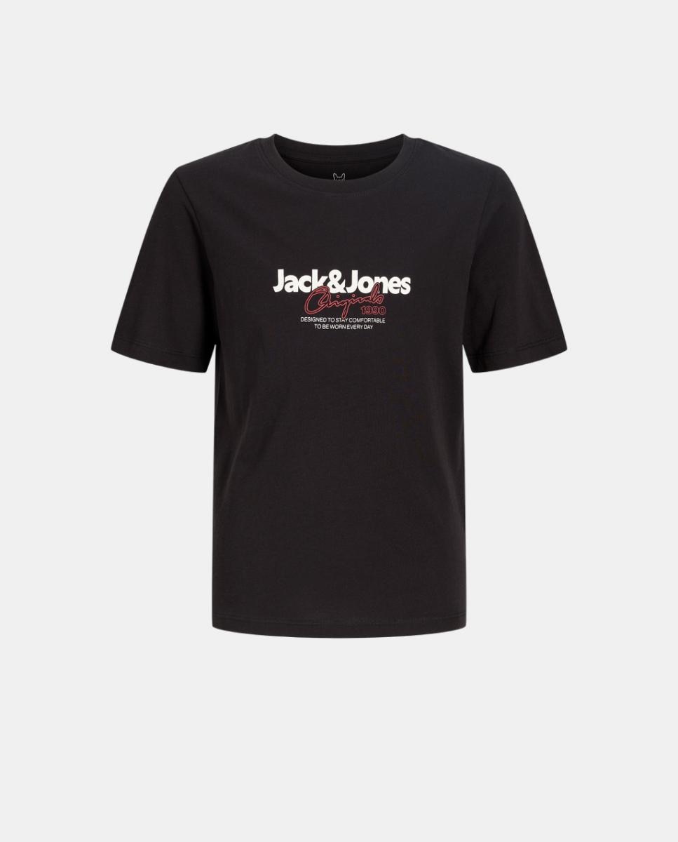 Camiseta de niño manga corta con print frontal - Jack & Jones - Negro Negro-7