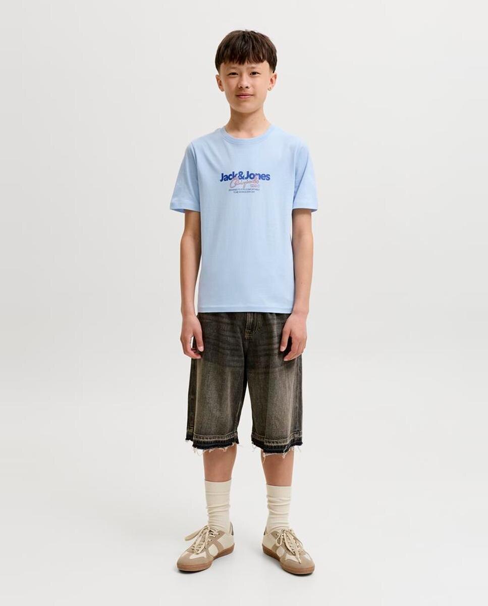 T-shirt de Manga Curta com Estampado à Frente Azul-claro-2