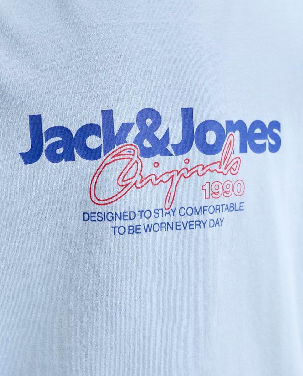 T-shirt de Manga Curta com Estampado à Frente Azul-claro-5