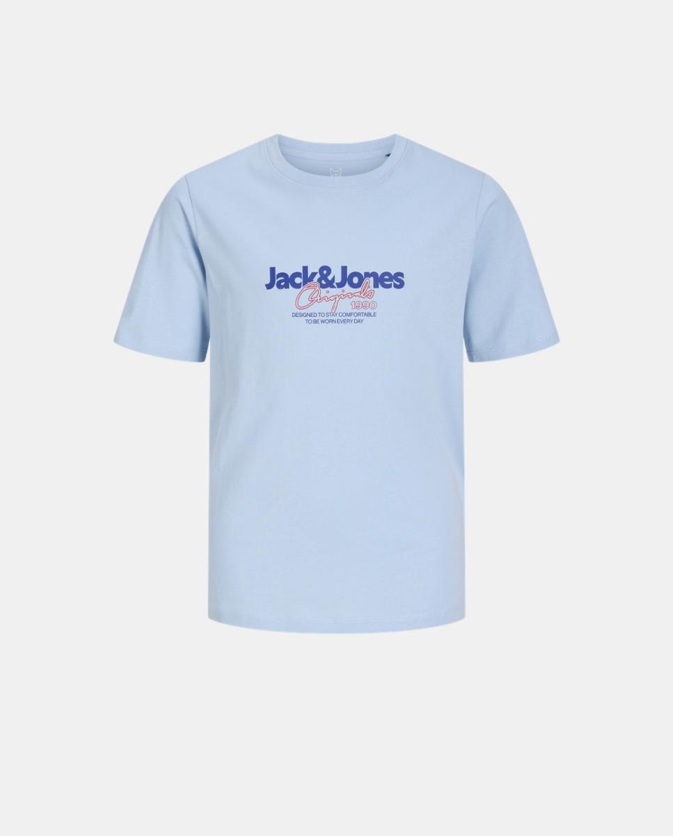 T-shirt de Manga Curta com Estampado à Frente Azul-claro-7