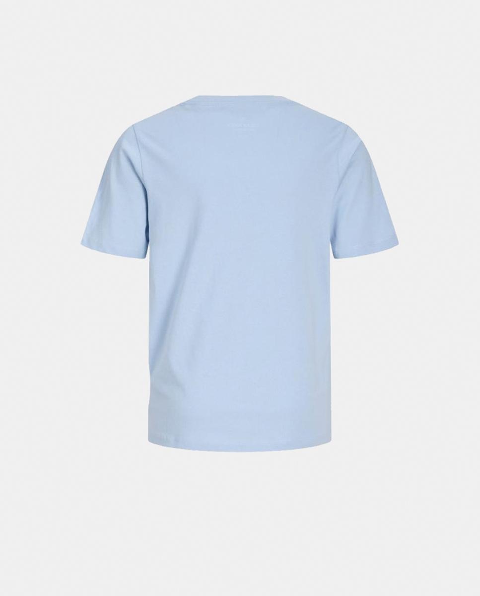 T-shirt de Manga Curta com Estampado à Frente Azul-claro-8