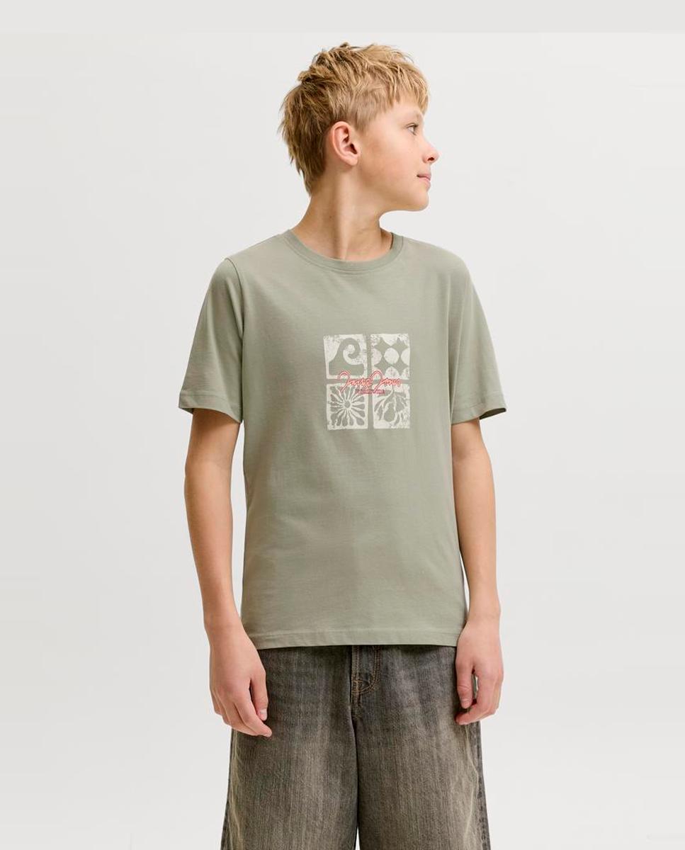 Camiseta de niño manga corta con print frontal - Jack & Jones - Verde claro Verde claro-1