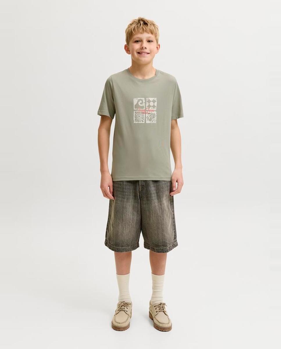 Camiseta de niño manga corta con print frontal - Jack & Jones - Verde claro Verde claro-2