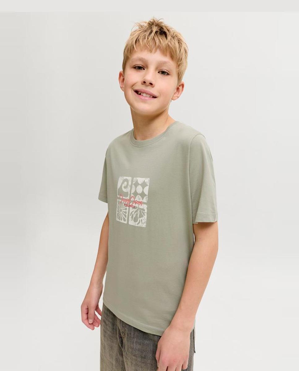 Camiseta de niño manga corta con print frontal - Jack & Jones - Verde claro Verde claro-4