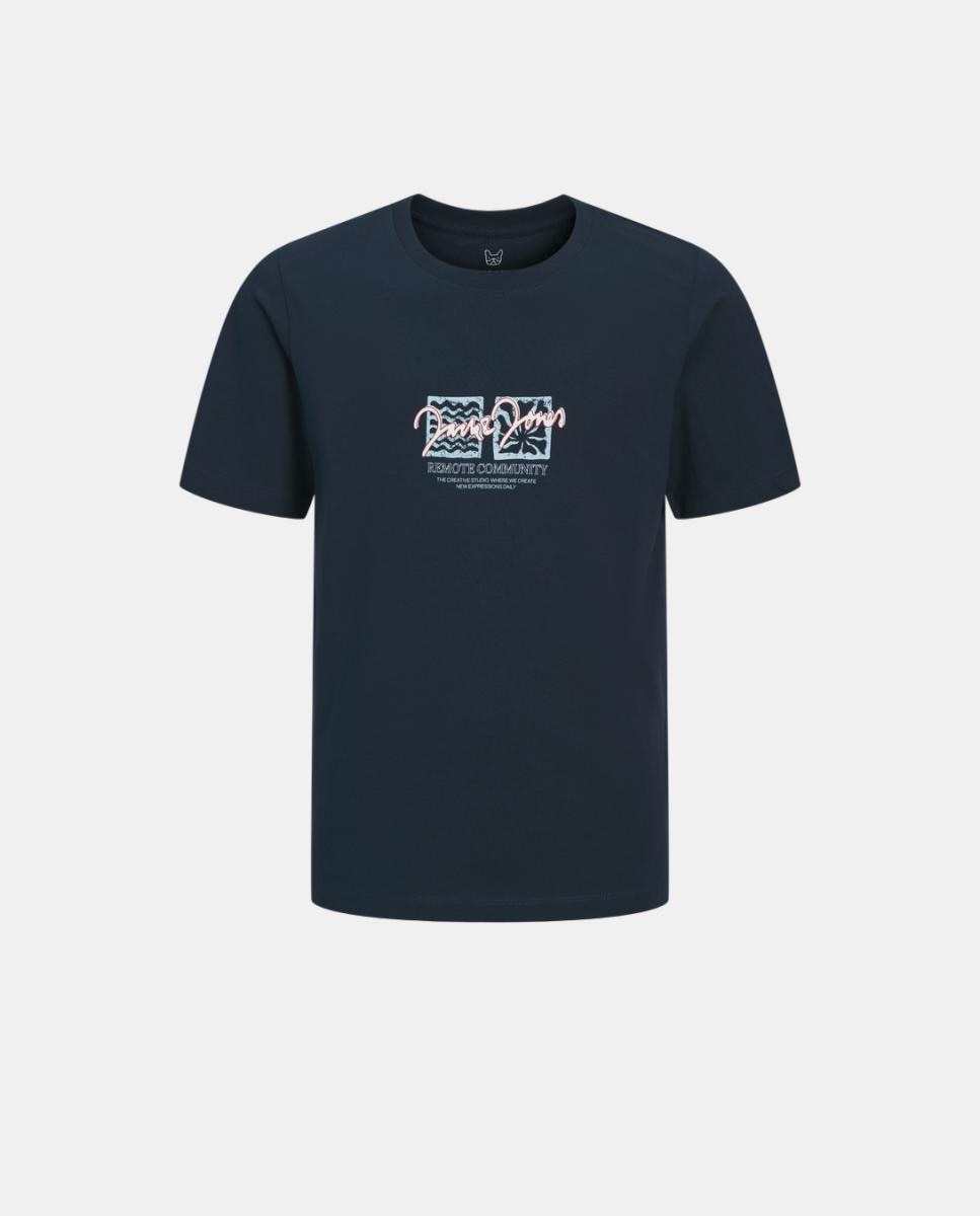 T-shirt de Manga Curta com Estampado à Frente Azul-marinho-7