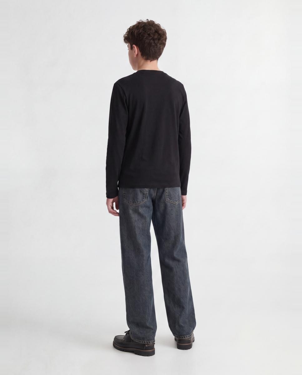 Camiseta de niño manga larga con print frontal - Jack & Jones - Negro Negro-2