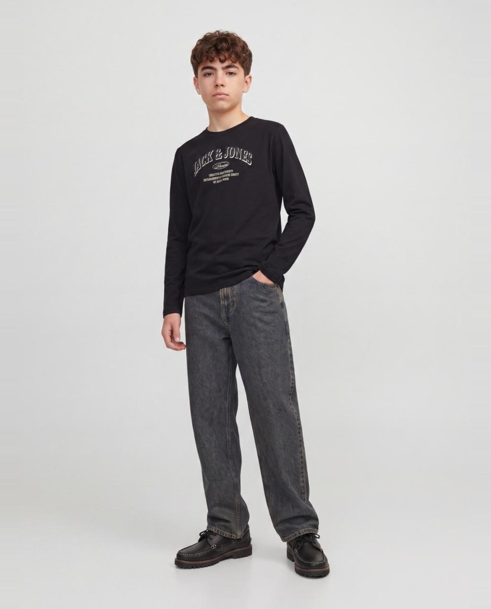 Camiseta de niño manga larga con print frontal - Jack & Jones - Negro Negro-4