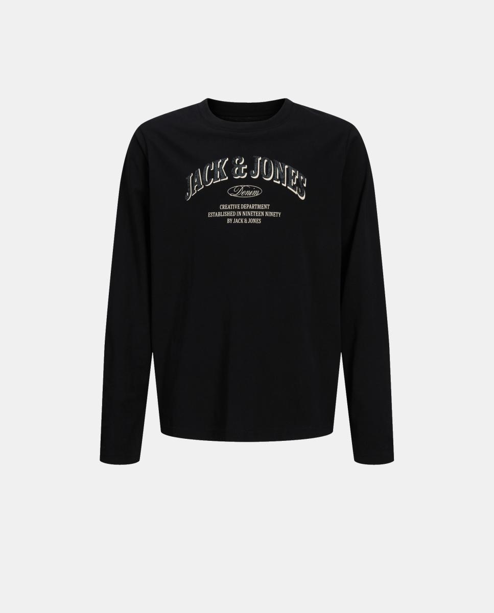 Camiseta de niño manga larga con print frontal - Jack & Jones - Negro Negro-5