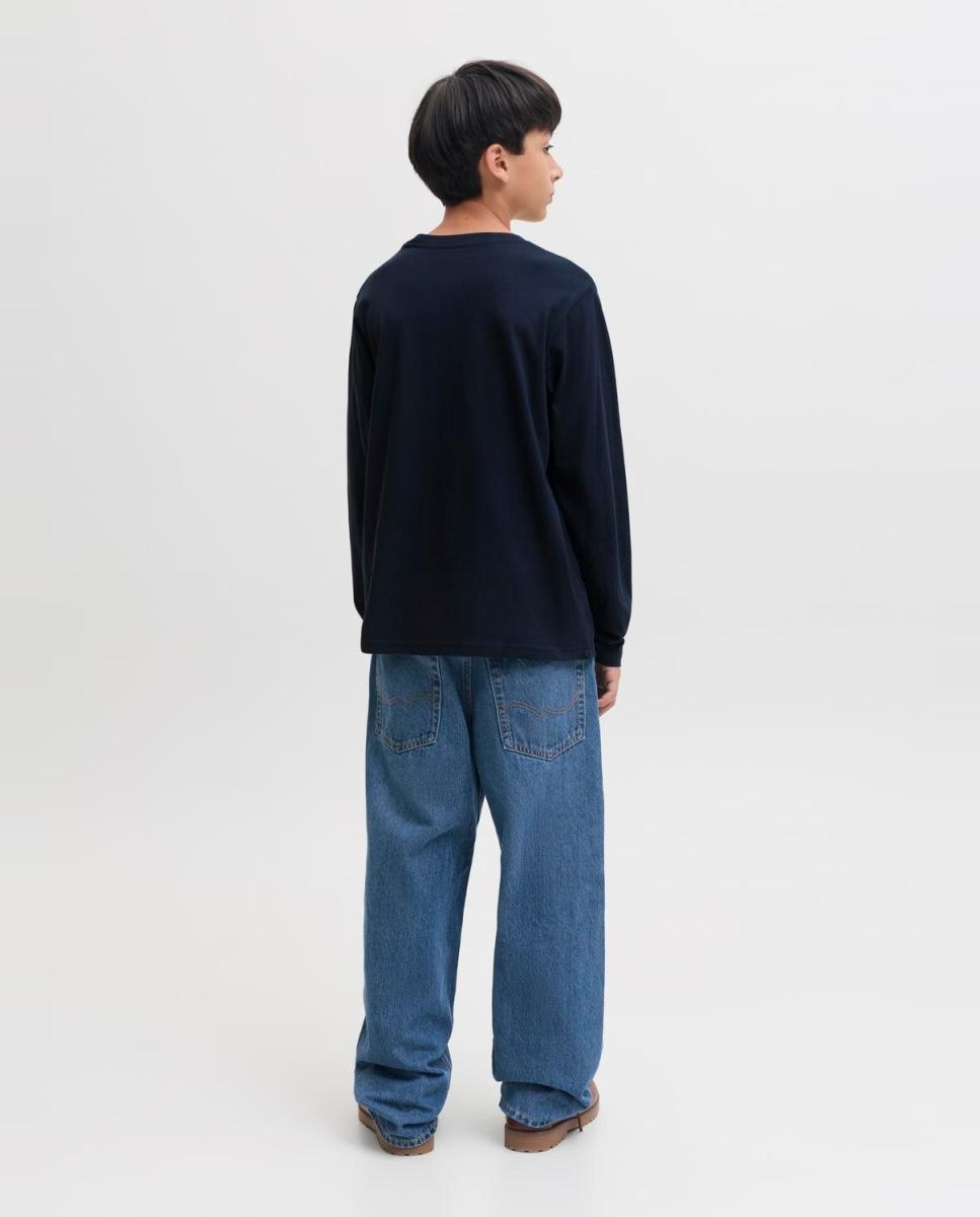 Camisola de Manga Comprida com Estampado à Frente Azul-marinho-2
