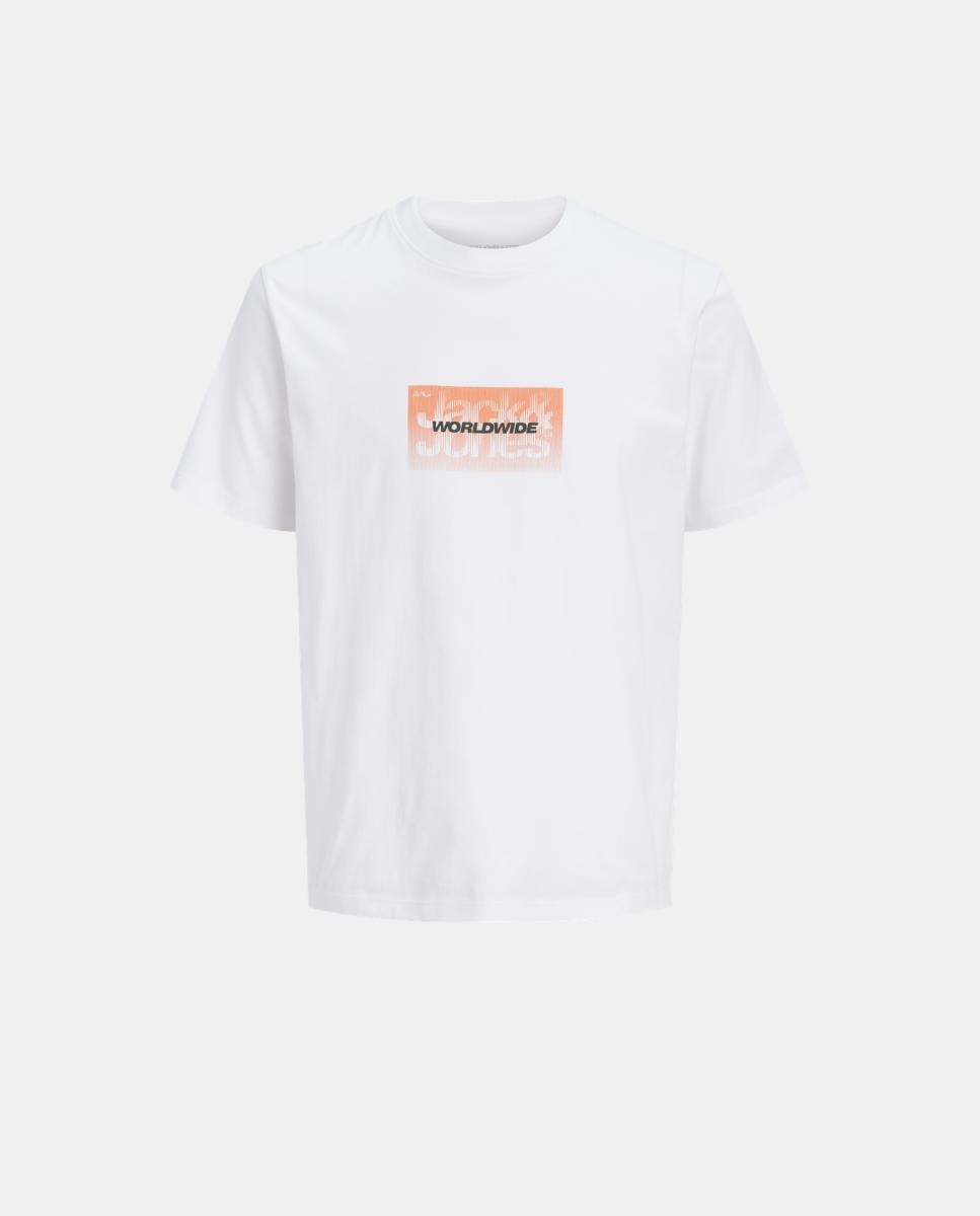 T-shirt de Manga Curta com Estampado à Frente Branco-3