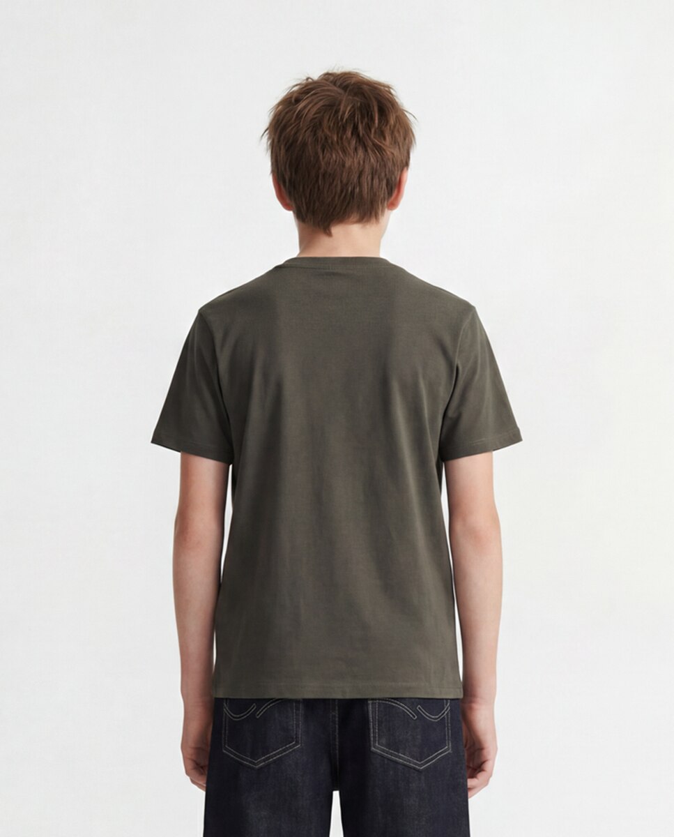 Camiseta de niño manga corta con print frontal - Jack & Jones - Verde oscuro Verde oscuro-2