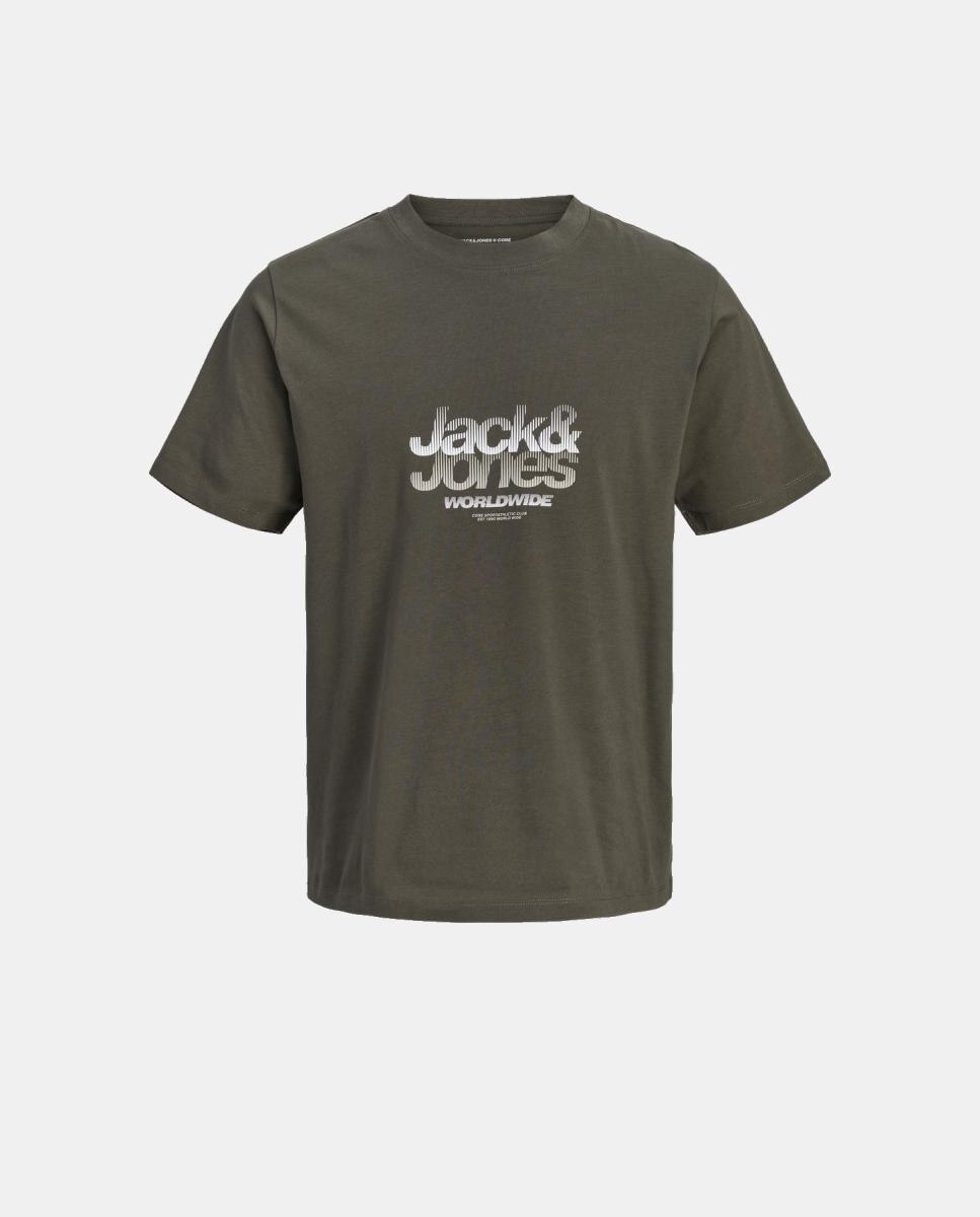 Camiseta de niño manga corta con print frontal - Jack & Jones - Verde oscuro Verde oscuro-5