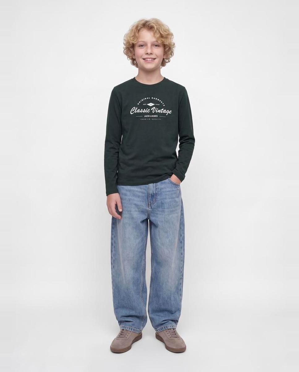 Camiseta de niño manga larga con print frontal - Jack & Jones - Verde oscuro Verde oscuro-4