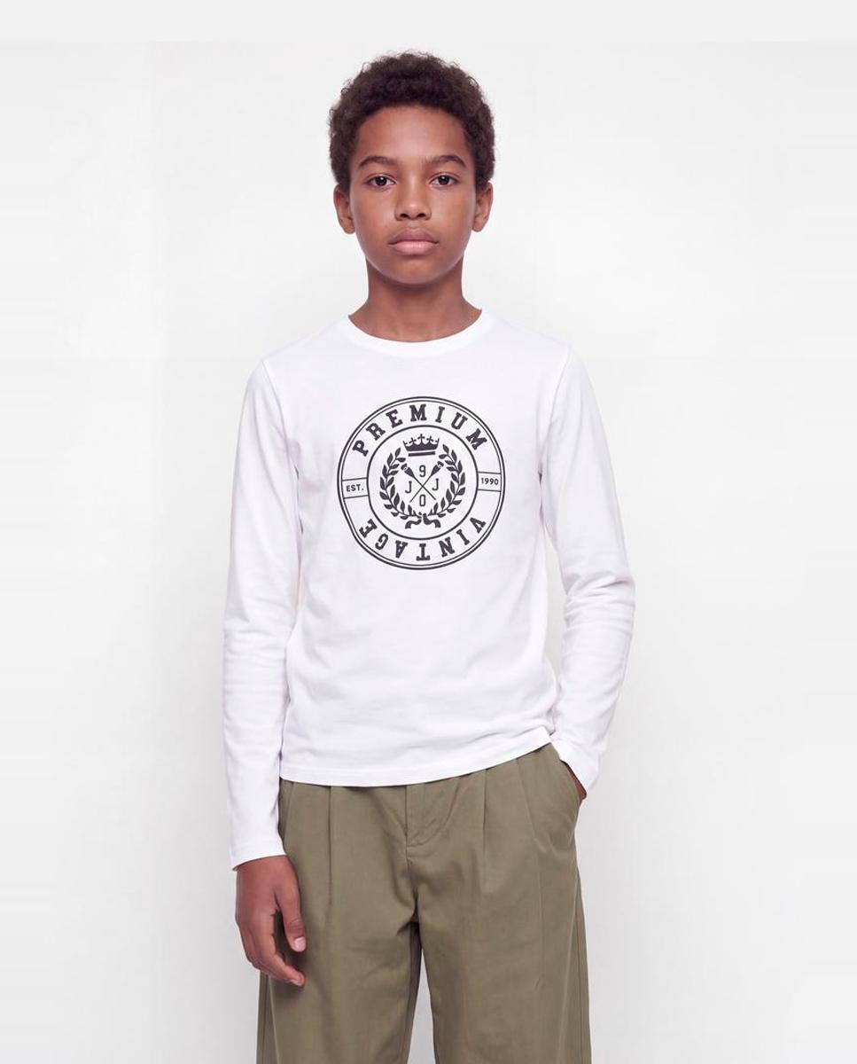 Camiseta de niño manga larga con print frontal - Jack & Jones - Blanco Blanco-4