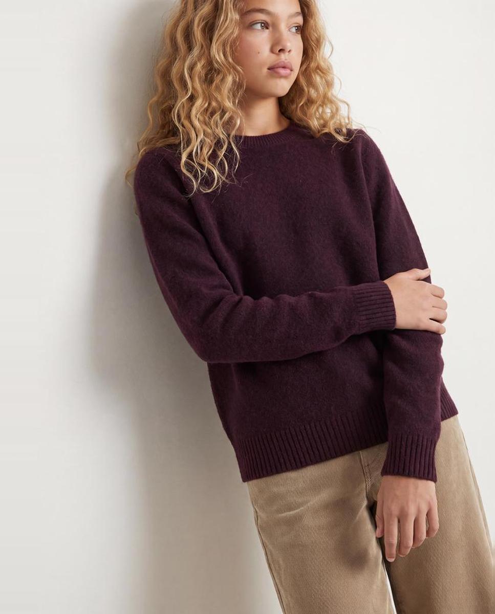 Camisola de Malha de Ponto Liso Bordeaux-3