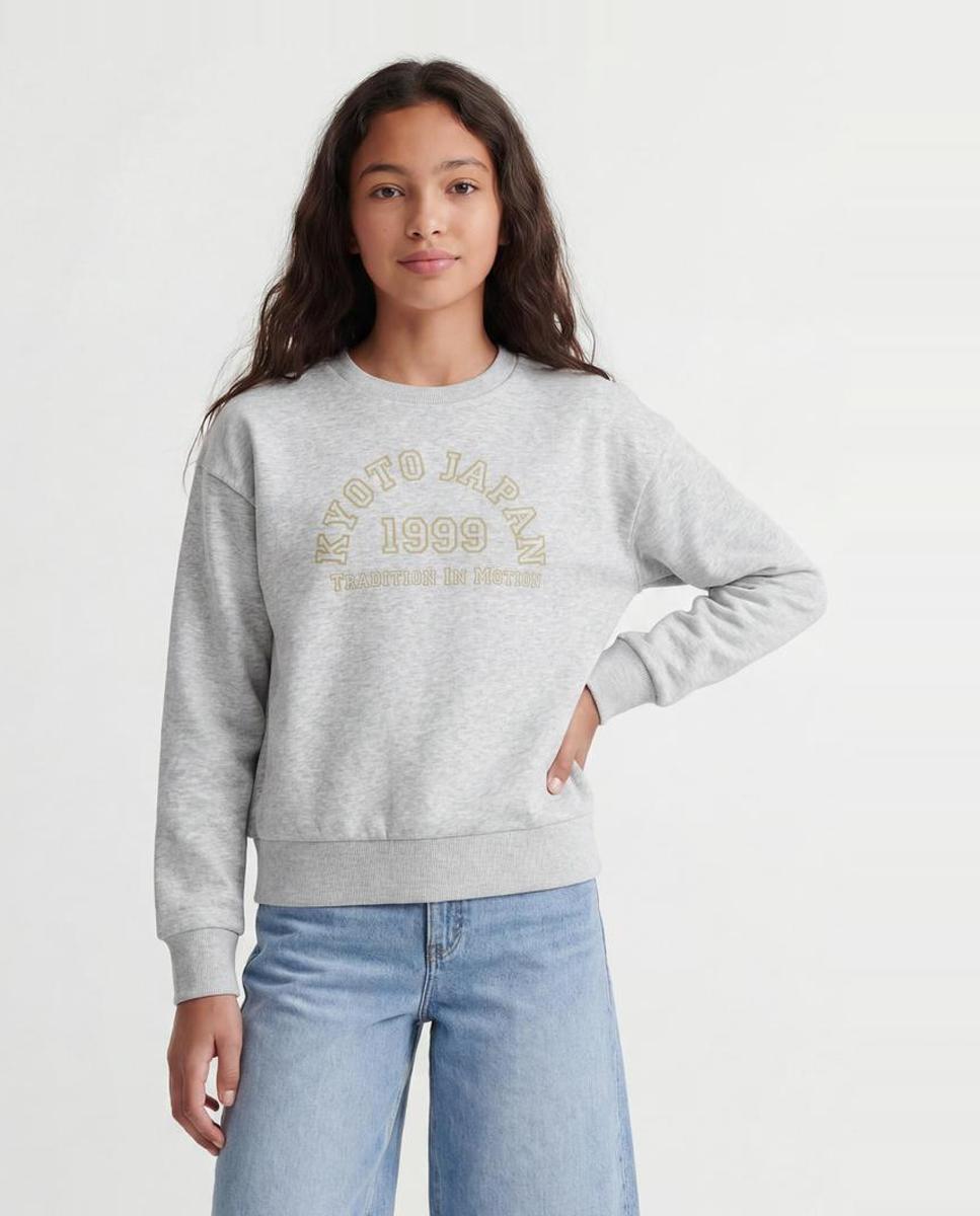 Sudadera con print frontal de niña - Jack & Jones - Gris claro Gris claro-1