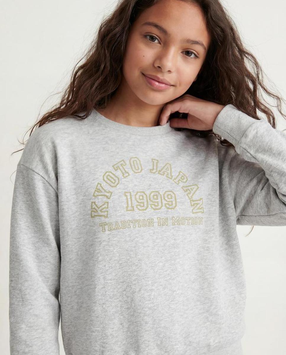 Sudadera con print frontal de niña - Jack & Jones - Gris claro Gris claro-3