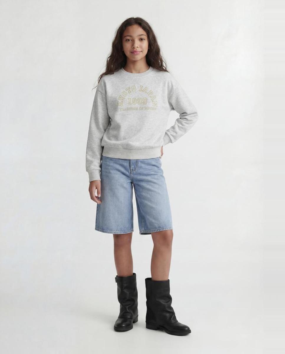 Sudadera con print frontal de niña - Jack & Jones - Gris claro Gris claro-4