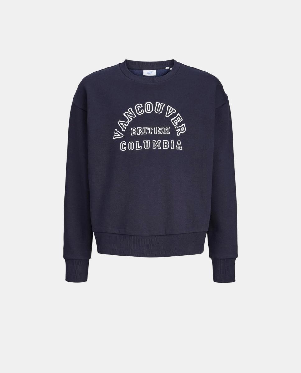 Sweatshirt com Estampado à Frente Azul-marinho-5