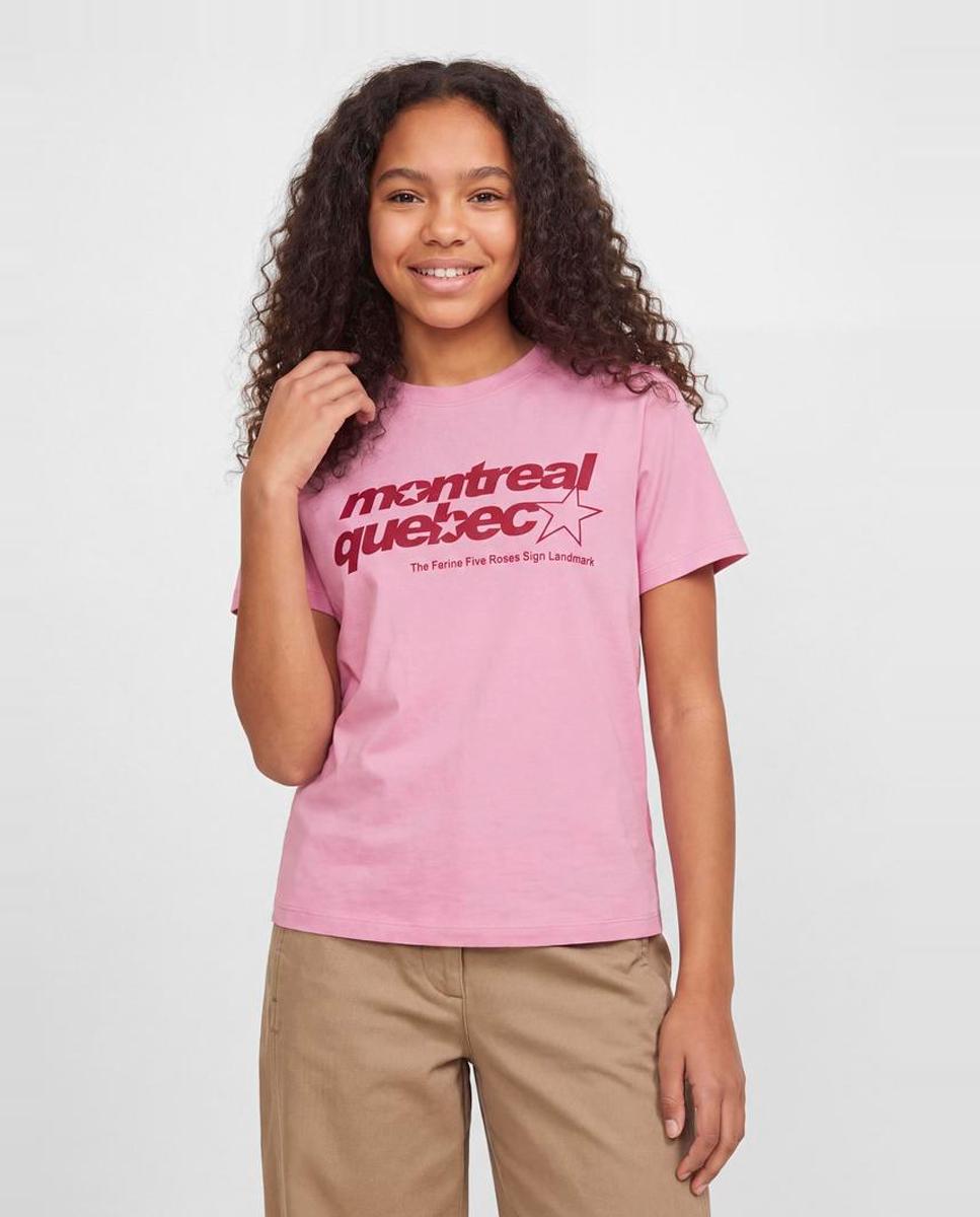 Camiseta con print frontal de niña - Jack & Jones - Rosa Rosa-3