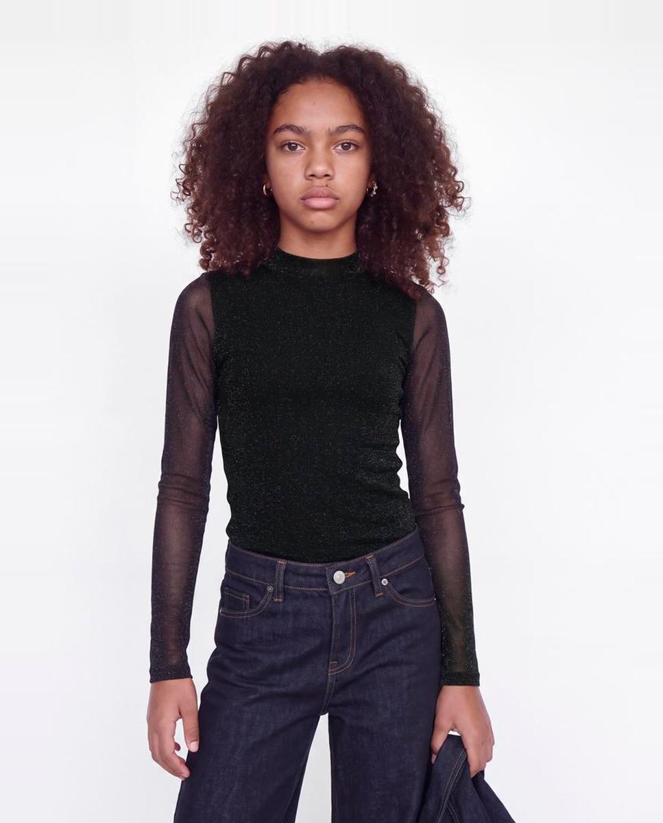 Top de niña de manga larga con brillos - Jack & Jones - Negro Negro-1