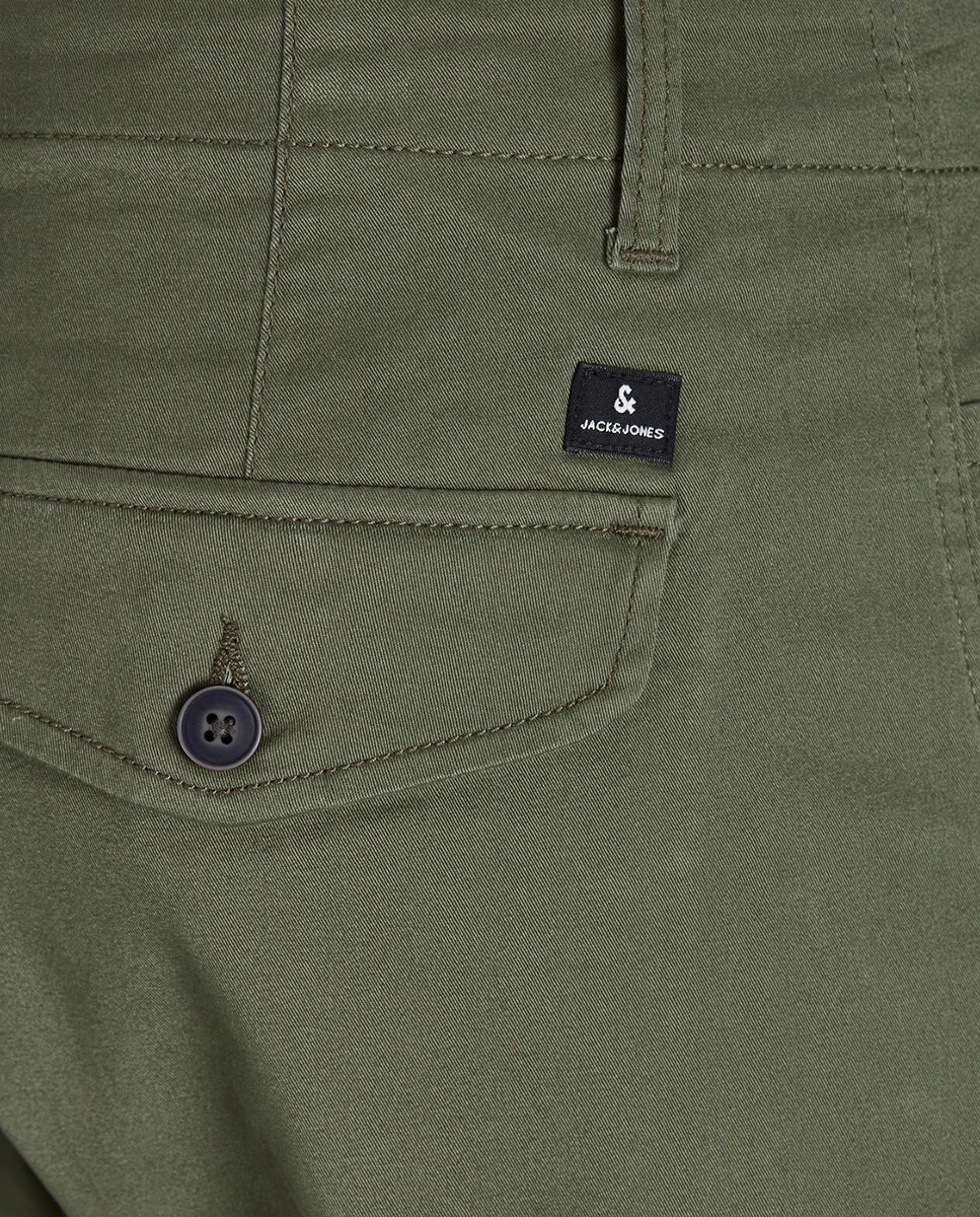 Calças Cargo Slim Fit Caqui-3