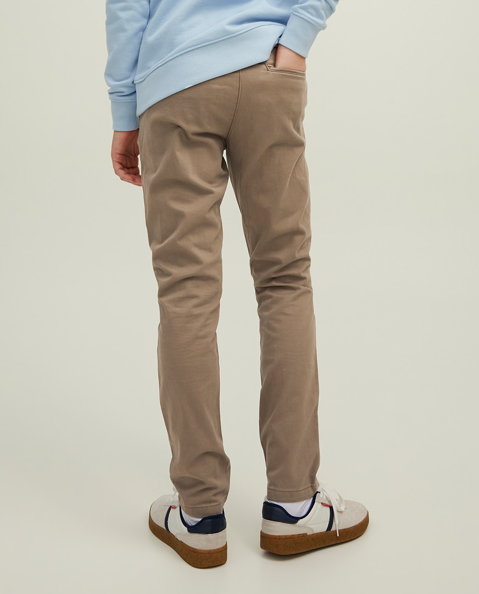 Calças Chino Básicas - Bege Bege-3