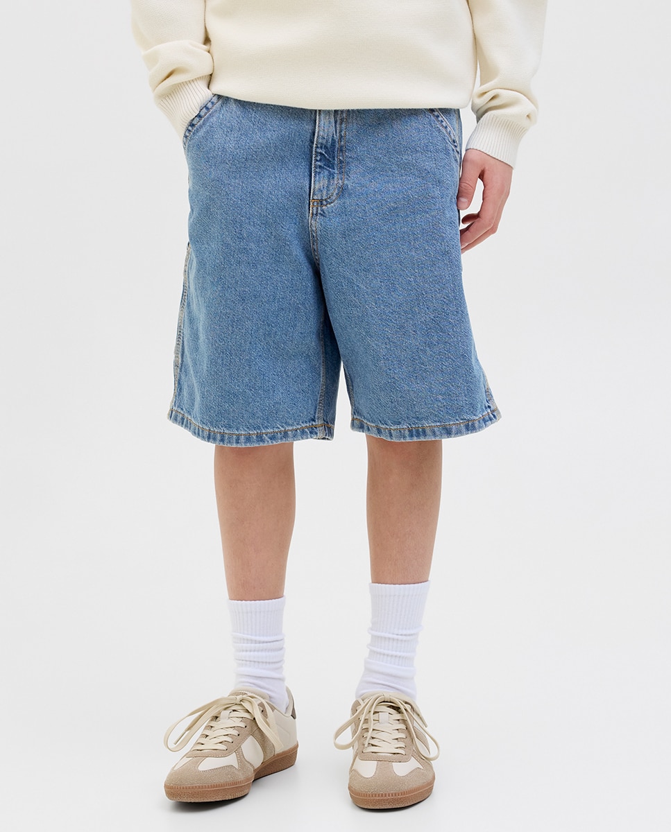 Bermudas de Ganga Relaxed Fit Azul-índigo-2