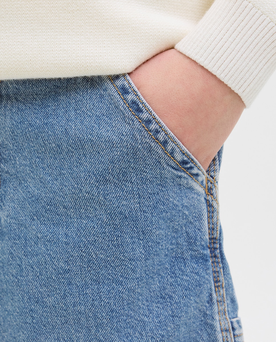 Bermudas de Ganga Relaxed Fit Azul-índigo-4