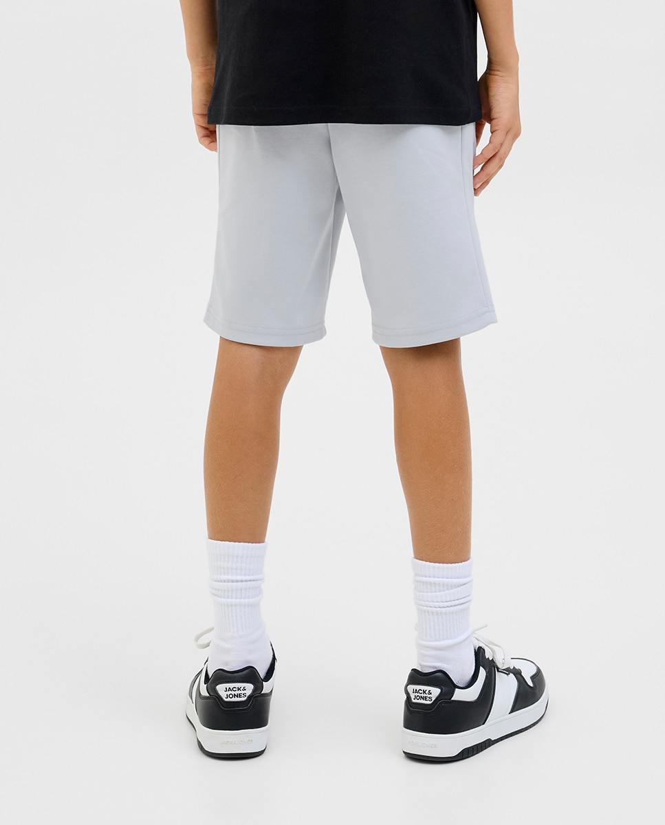 Bermudas de Fato de Treino com Detalhe Lateral e Corte Regular Cinzento-3