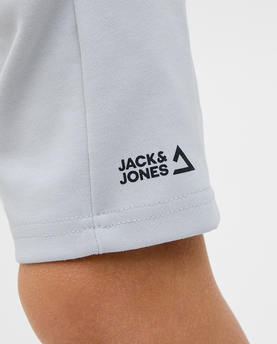 Bermudas de Fato de Treino com Detalhe Lateral e Corte Regular Cinzento-4