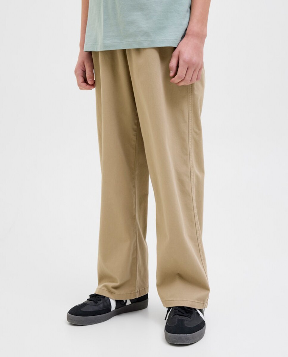 Calças Lisas com Bolso Lateral Castanho-claro-2