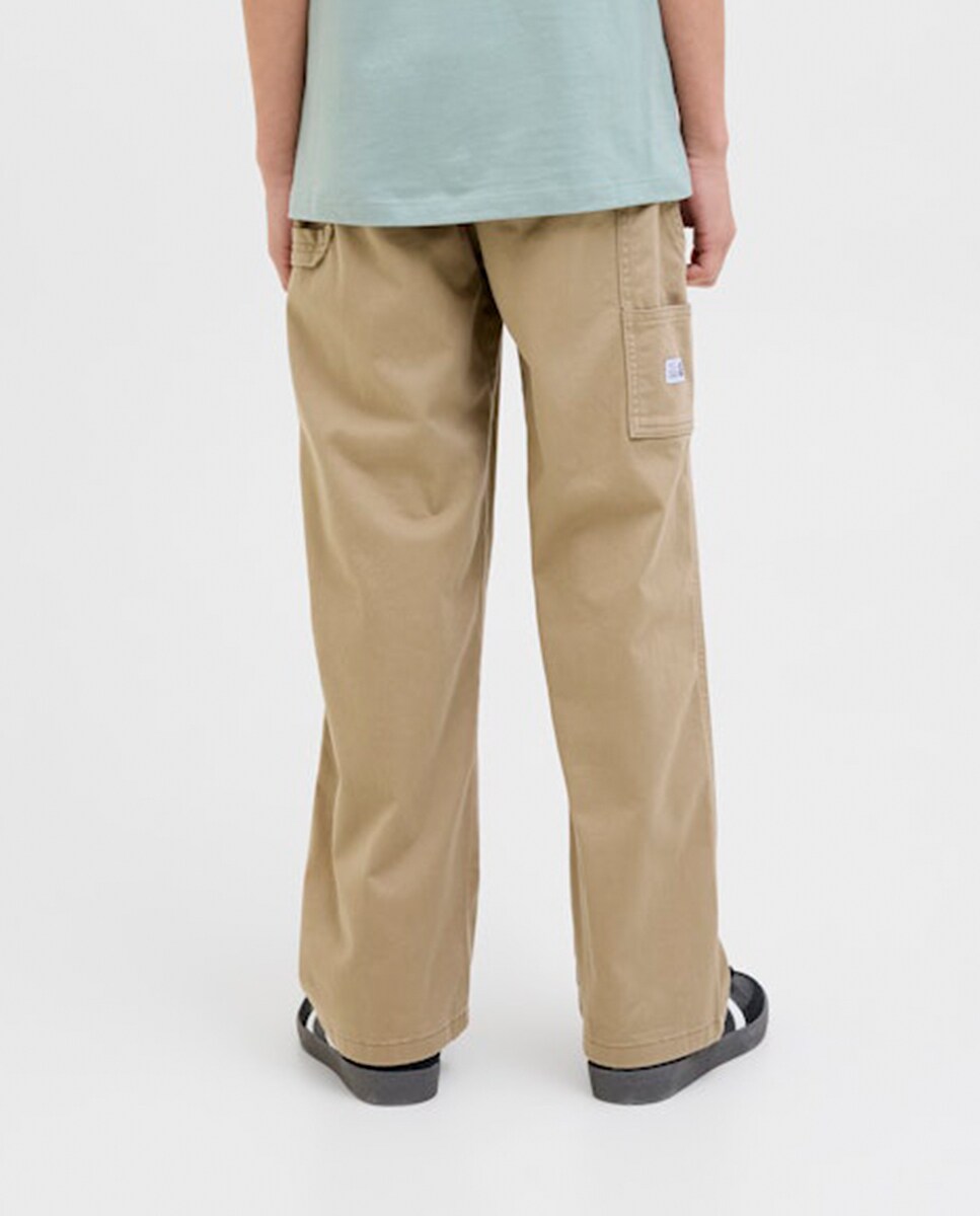 Calças Lisas com Bolso Lateral Castanho-claro-3