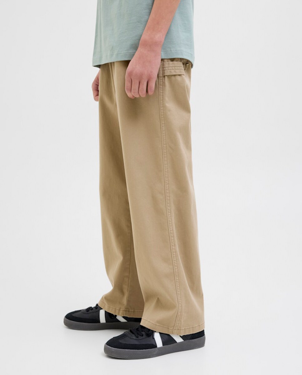 Calças Lisas com Bolso Lateral Castanho-claro-5