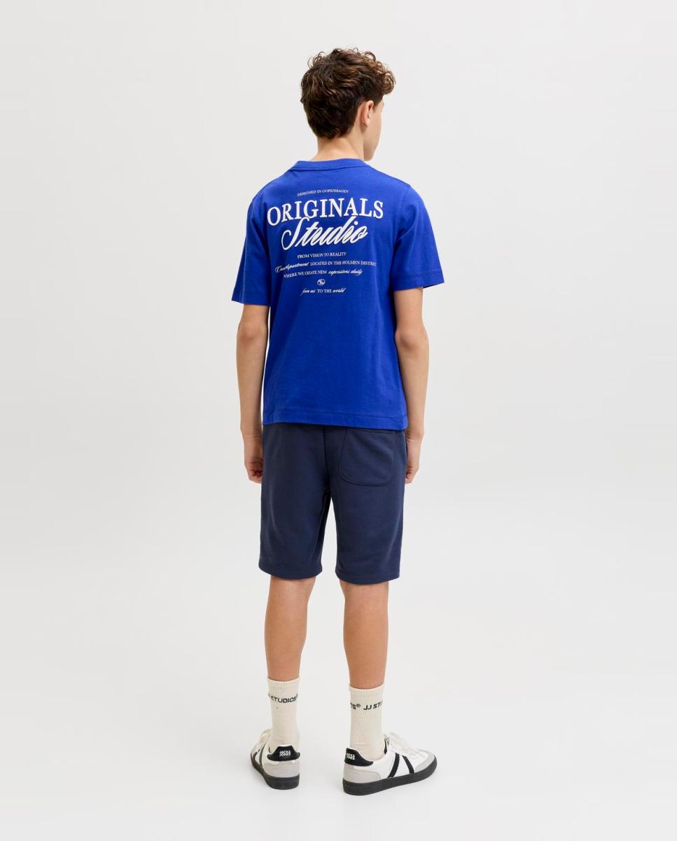 Bermudas desportivas de menino com logótipo Jack & Jones Azul-marinho-3