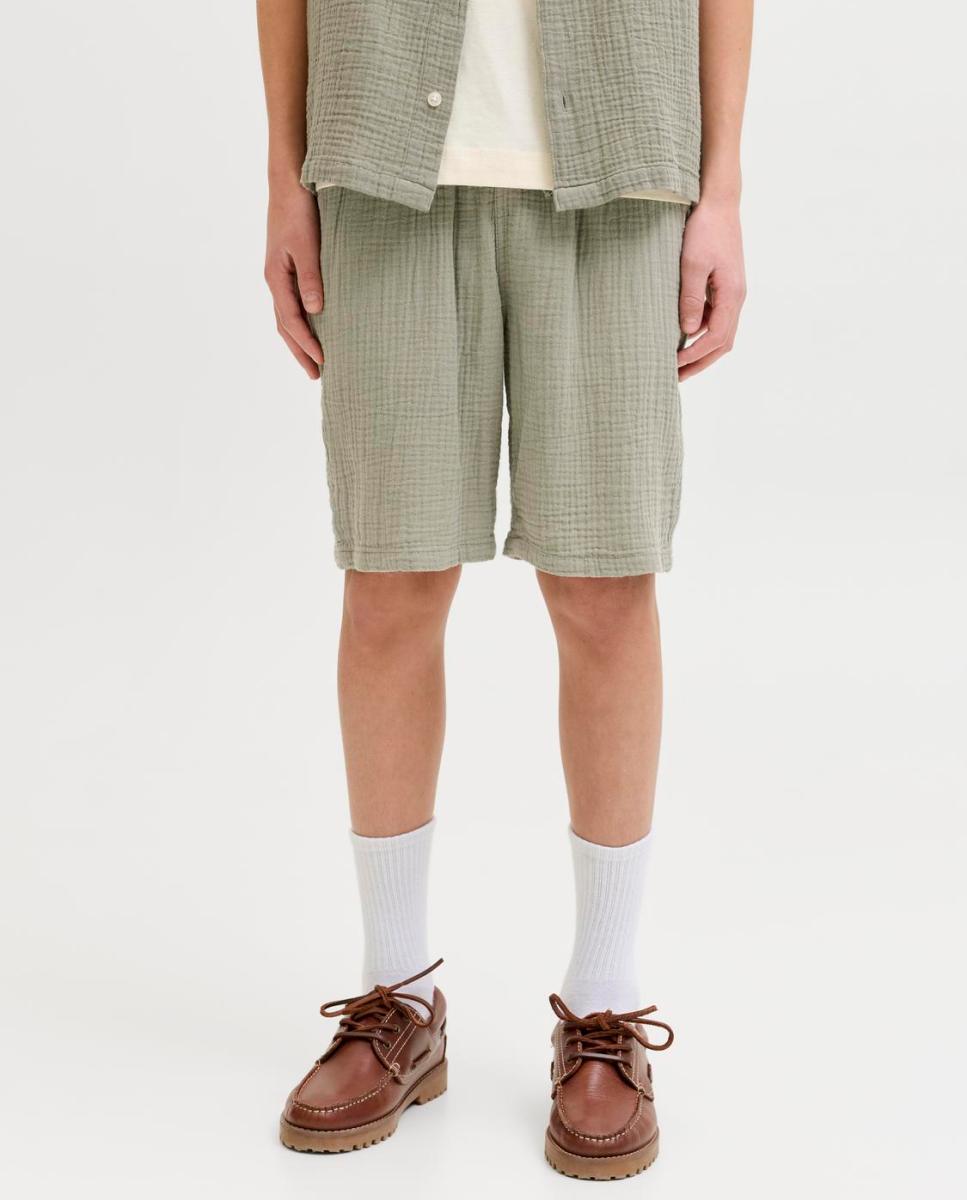 Bermudas com Textura Relaxed Fit Jack & Jones Verde-2