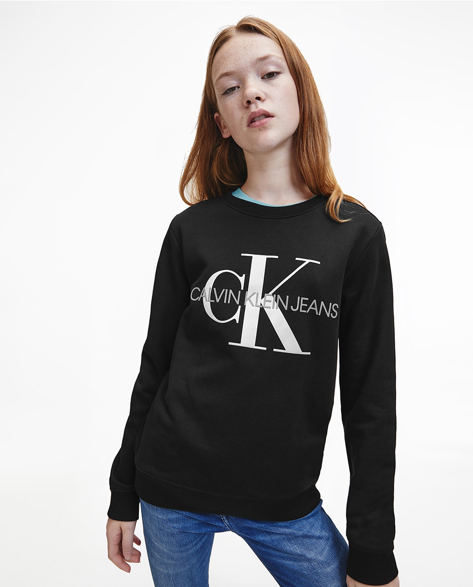 Sweatshirt de menino Calvin Klein preta com estampado Preto-1