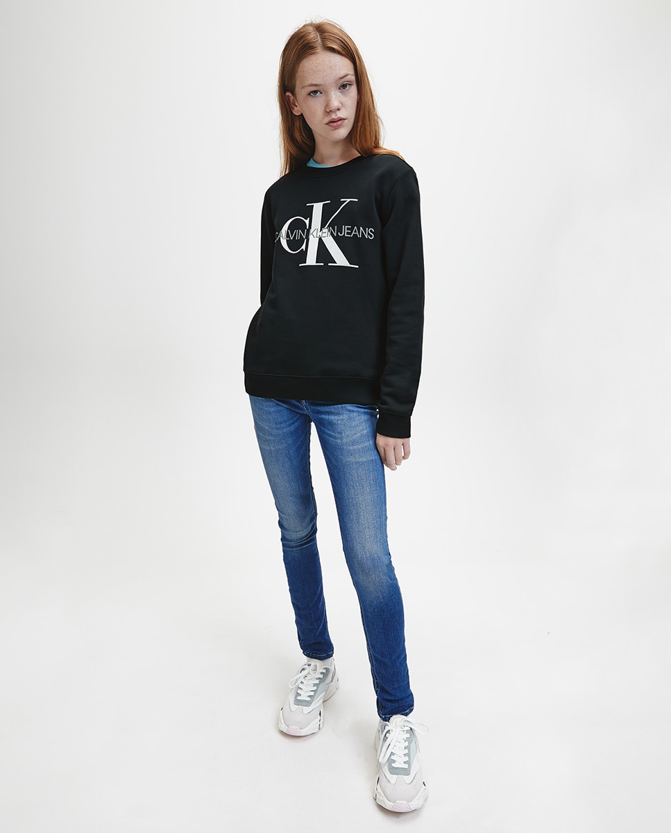 Sweatshirt de menino Calvin Klein preta com estampado Preto-4