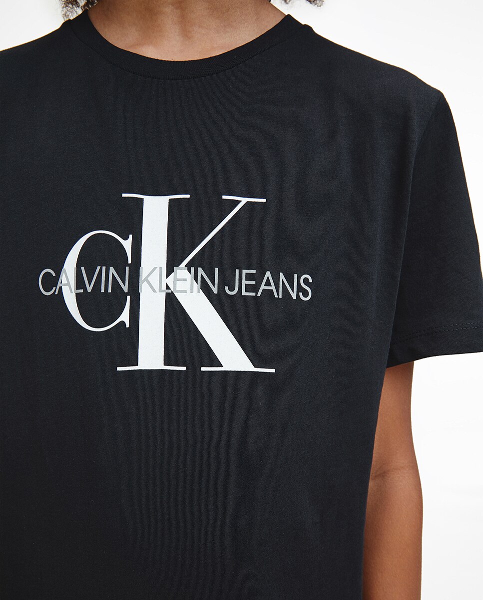 T-shirt de menino Calvin Klein preta com estampado Preto-3