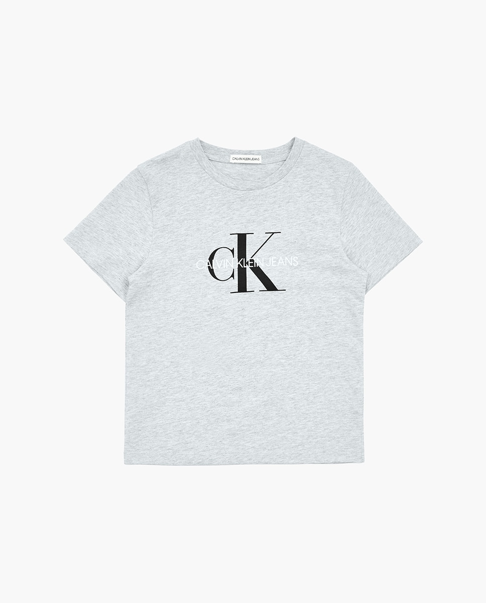 T-shirt de menino Calvin Klein cinzenta com estampado Cinzento-5