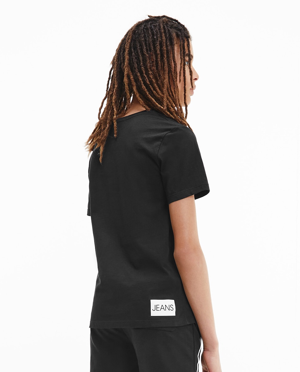 T-shirt preta com logótipo institucional Calvin Klein Preto-2