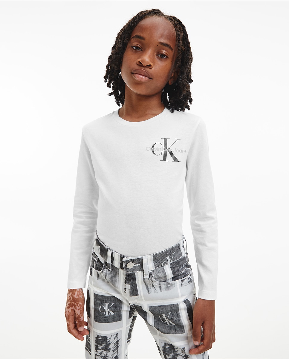 Camiseta de niño blanca de manga larga - Calvin Klein - Blanco Blanco-1