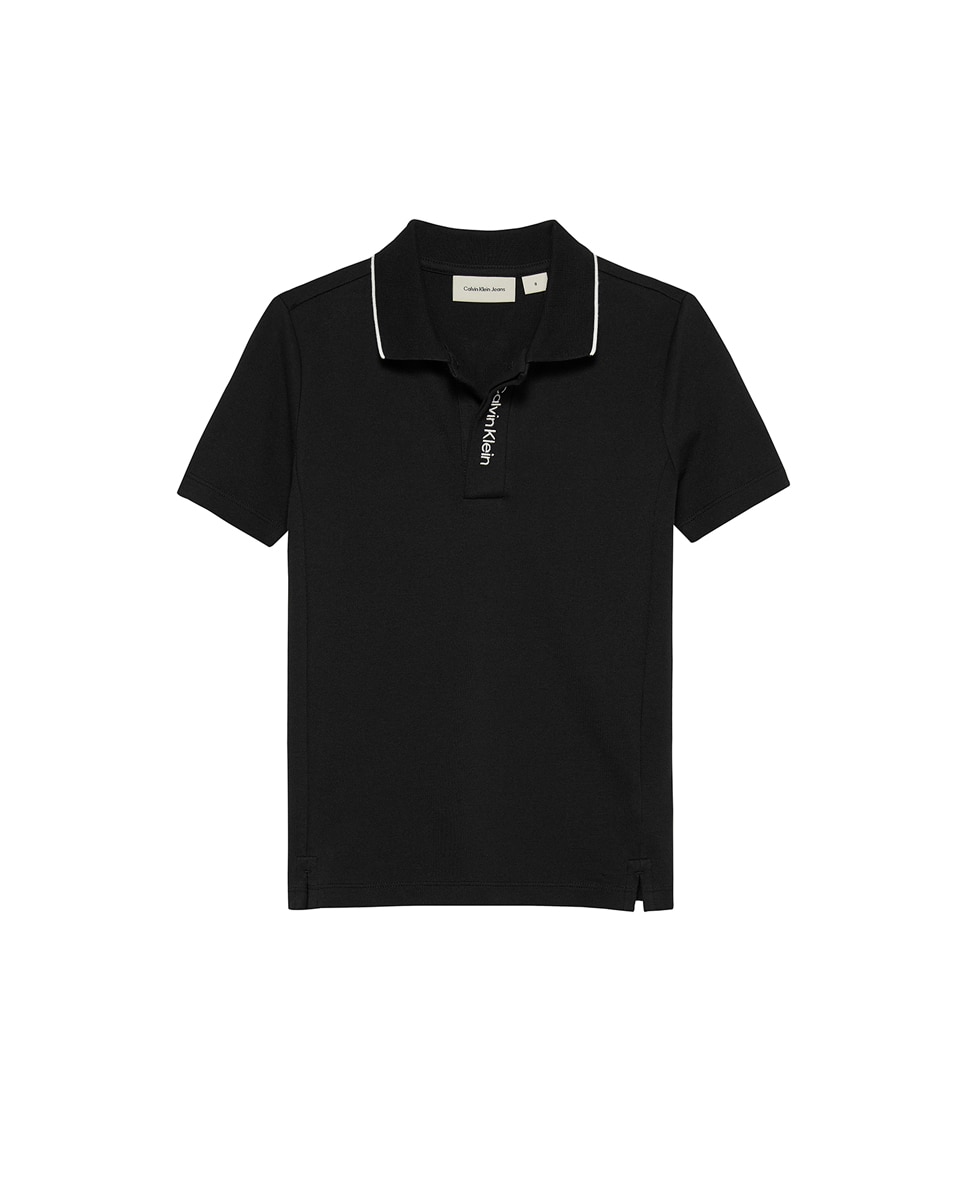 Polo com Colarinho em Contraste Preto-1