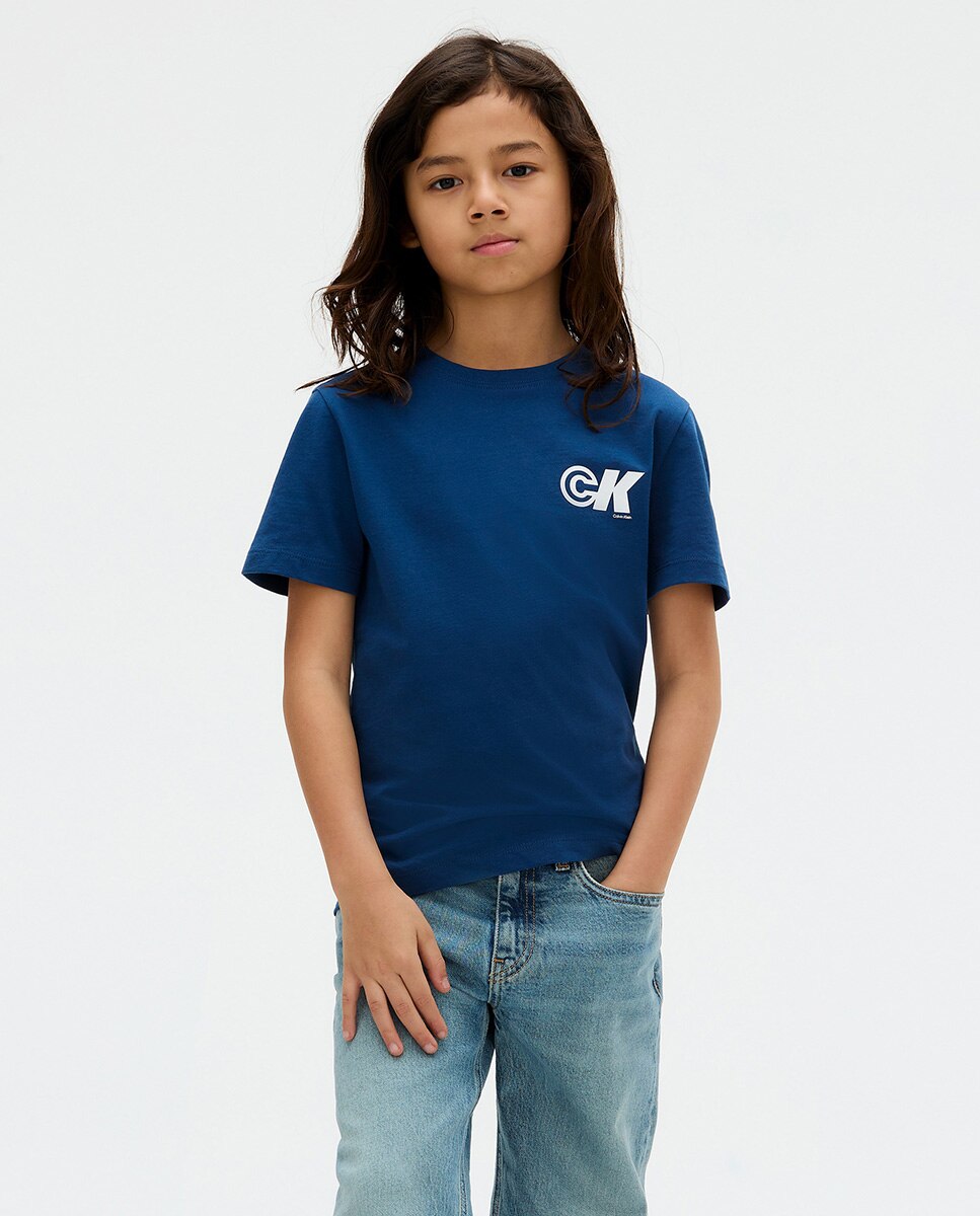 T-shirt com Monograma CK Azul-índigo-1
