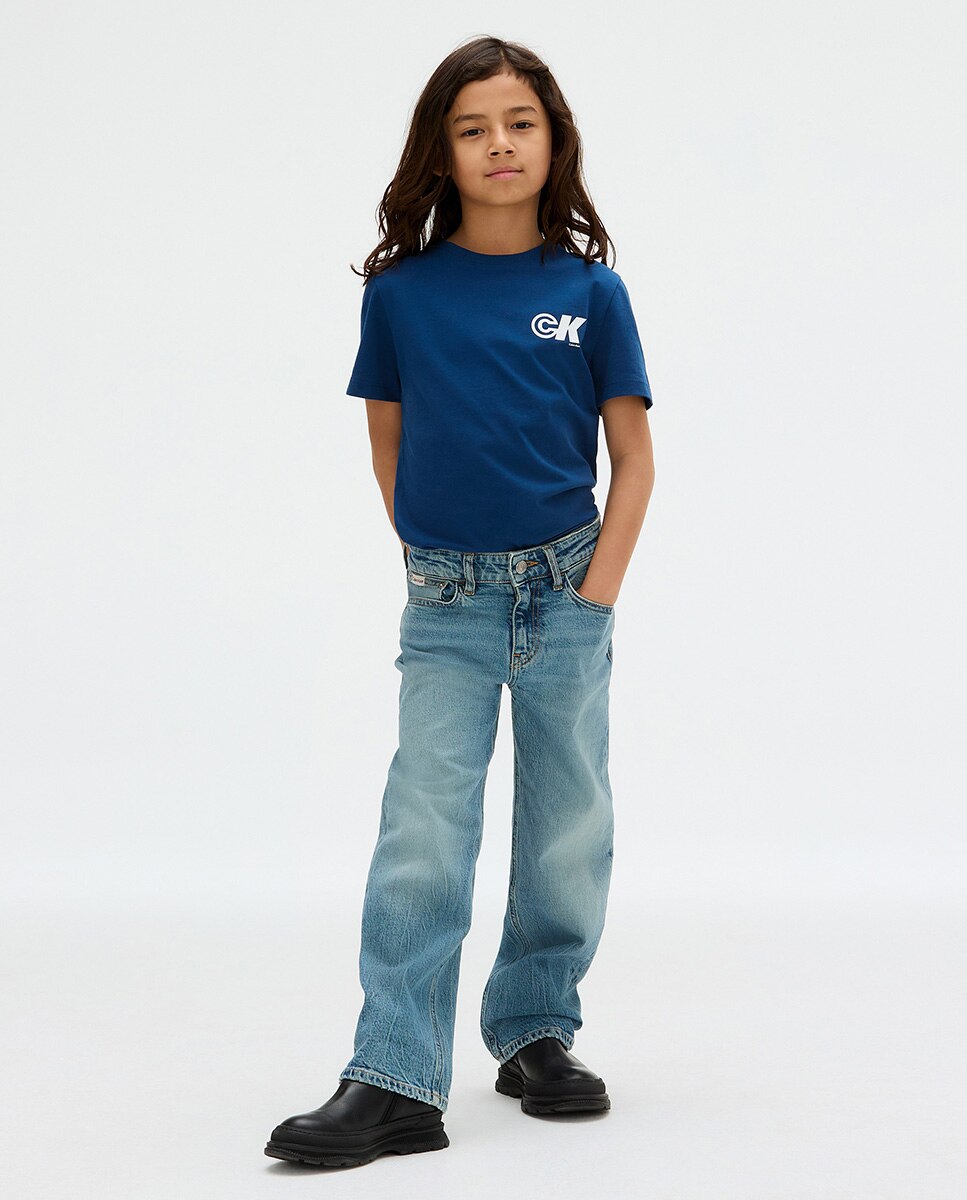 T-shirt com Monograma CK Azul-índigo-3