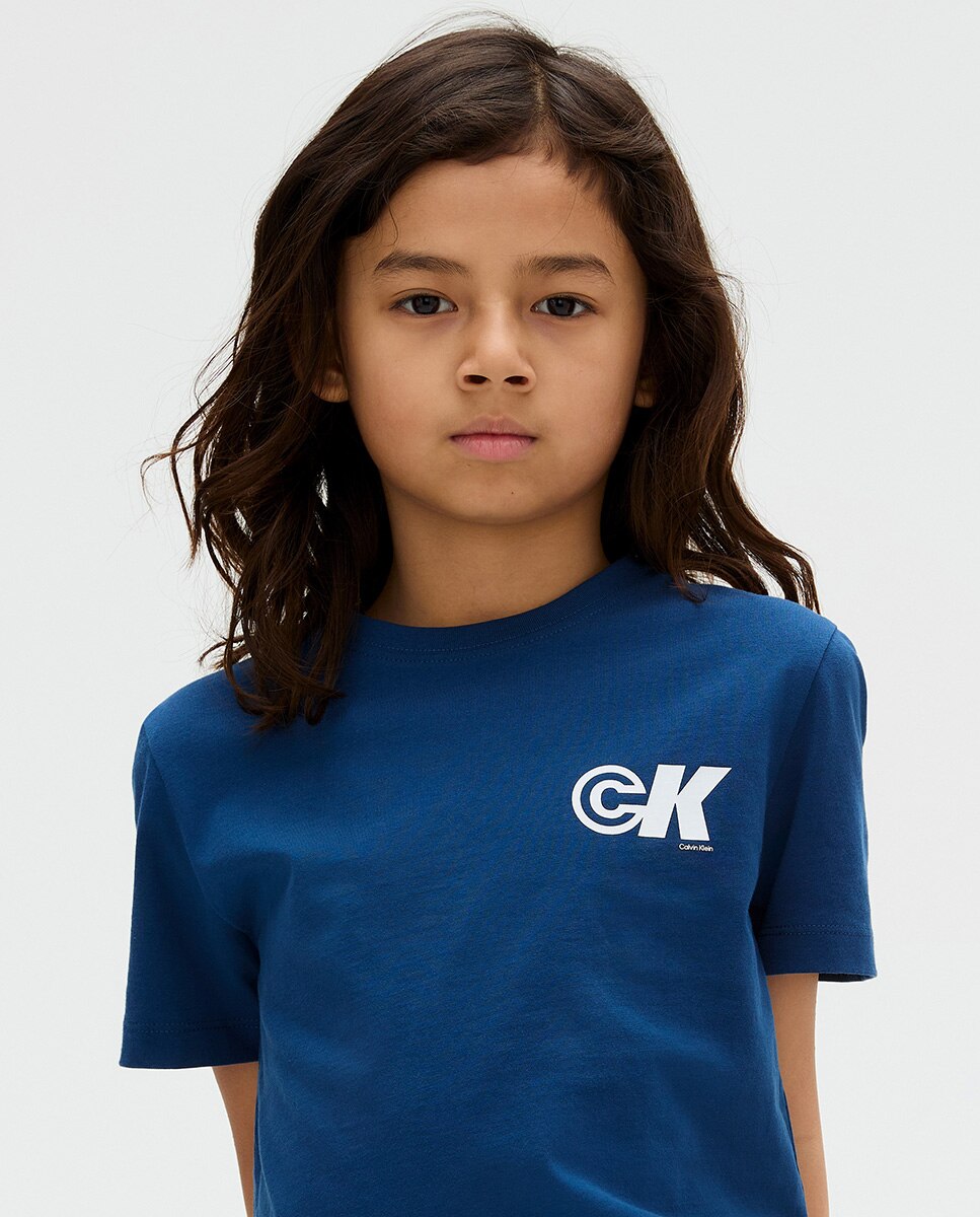 T-shirt com Monograma CK Azul-índigo-5